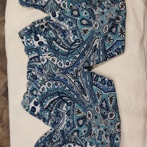 Charlotte Russe Harem Style Pants With Pockets in Shades of Blue and Off-White M